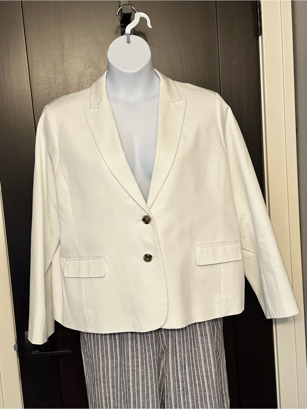 J. Crew White Single-Breasted Notch Lapel Blazer